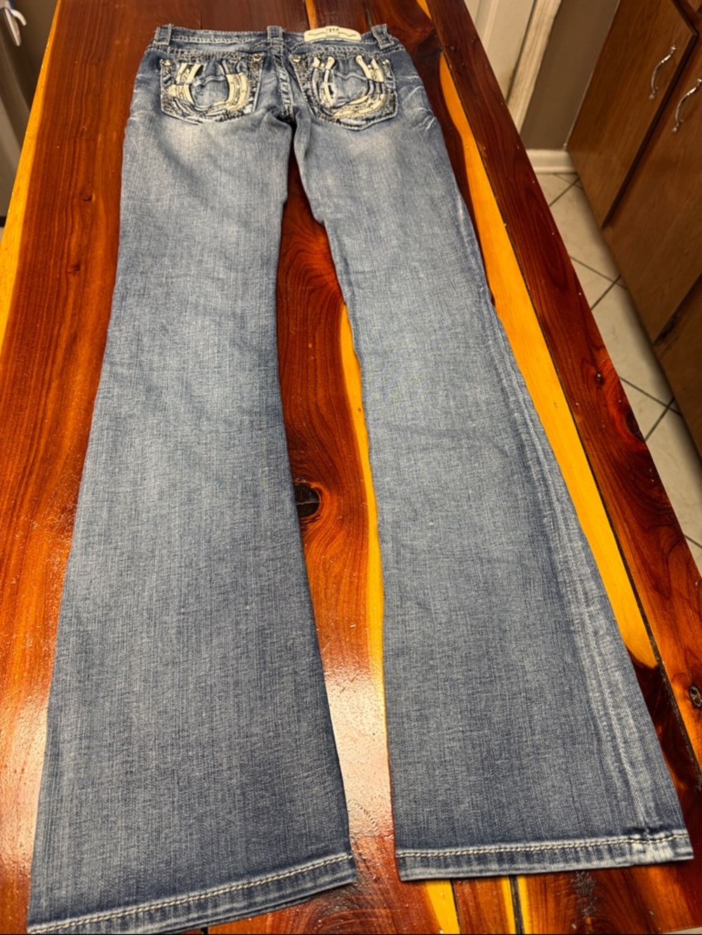 Miss Me Light Blue Washed Flare Jeans T1 - Picture 11 of 11